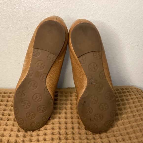 Tory Burch Ballet Flats Women's Sz 5M Camel Brown Pebbled Leather - Picture 5 of 9